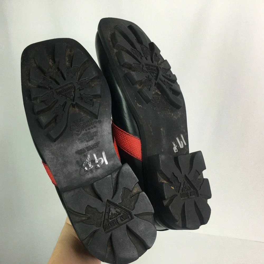 John Fluevog Black Red Stripe Shoes Oxford Square Toe 2nd Heaven Men Size 10.5 - Picture 10 of 12